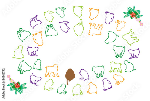 申年の猿の年賀状テンプレートの干支のサルのイラスト Stock Illustration Adobe Stock