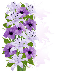 Aufkleber - Summer background with colorful beautiful flowers. Vector illust