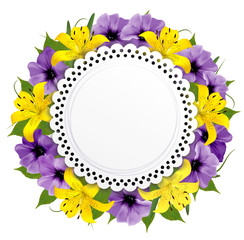 Poster - Greeting Card With Beautiful Flowers. Vector.