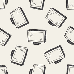 Sticker - tv doodle seamless pattern background