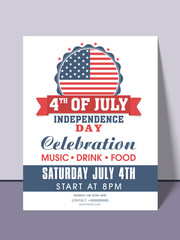 Wall Mural - American Independence Day invitation card.
