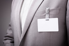 Businessman Wearing Blank Name Tag