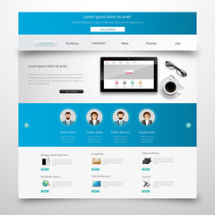 blue modern clean website template eps 10 vector