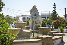 Fountain In Faliraki. Rhodes Island. Greece