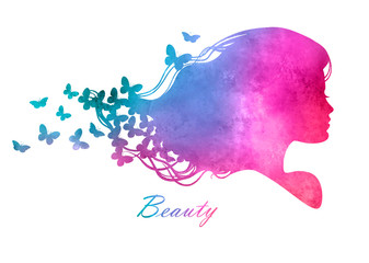 Silhouette_head_with_watercolor_hair_Vector_illustration_of_woma