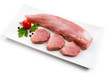 Raw pork loin on white background 