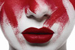 © slavaleks - Halloween bloody makeup. Closeup red lips and blood on skin