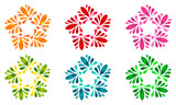 Fototapeta  - Watercolour pattern - Set of six abstract flowers