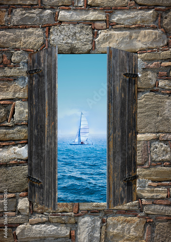 Fototapeta do kuchni Sailing Boat and ocean Landscape