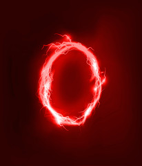 Wall Mural - Alphabet made of red electric lighting, thunder storm effect. ABC