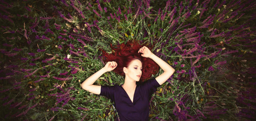 girl on lavender field