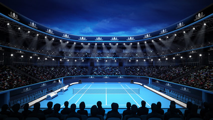 Wall Mural - tennis stadium with night sky and spectators