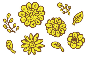 Sticker - Set of flower decorative element