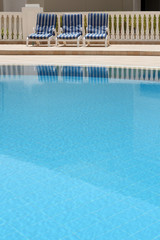  Detail of open air swimming pool with clean blue water