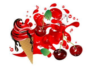 Canvas Print - Cherry ice cream