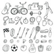 Hand drawn sport icon set. Fitness and sport
