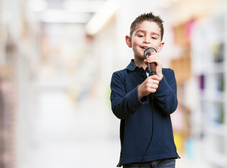 Wall Mural - little kid singing