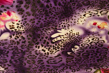 texture of print fabric striped leopard and flower for backgroun