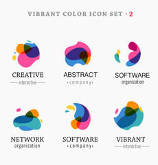 Set of trendy abstract, vibrant and colorful icons