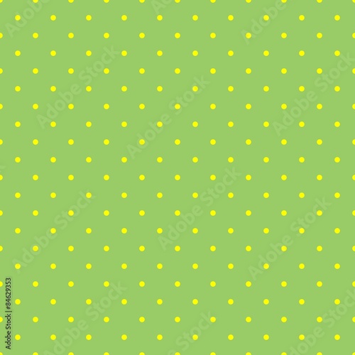 Cotton fabric Tile spring vector pattern with yellow polka dots on green background