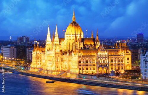 Stampe Budapest at night - Parliament, Hungary