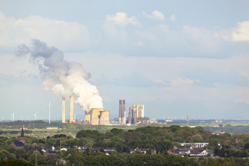 Wall Mural - Distant Power Station in Rural Landscape