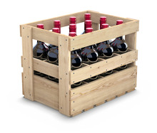 Wine Bottles In A Wooden Crate