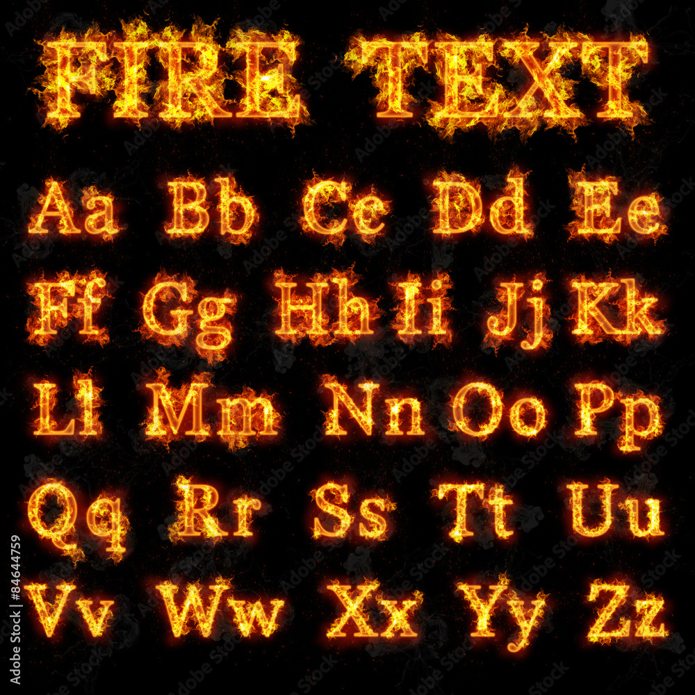 Trans Fire Font Fire font collection Stock Photo | Adobe Stock