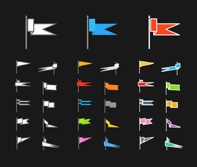 Poster - Different medieval color flag collection. Flat design elemets co
