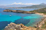 Fototapeta  - vue de la péninsule de la Levellata sur mer turquoise et Calvi - Corse