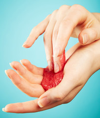 Wall Mural - Female hands in body scrub