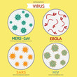 Mers-Cov Ebola Sars HIV virus ingo graphic vector