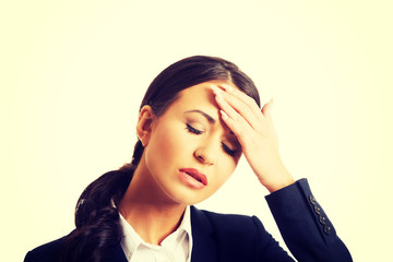 Sticker - Portrait of businesswoman having huge headache