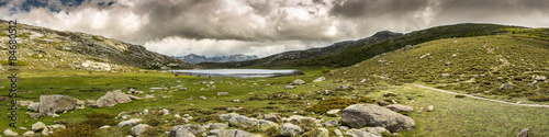 Fotografie, Obraz Panoramic view across Lac De Nino in Corsica
