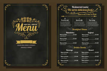 restaurant food menu vintage design with chalkboard background v