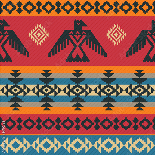 Fotografía Eagles ethnic pattern on native american style