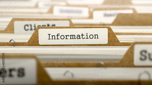 Fotografía Information Concept with Word on Folder.