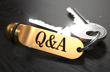 Poster - Questions and Answers Concept. Keys with Golden Keyring.