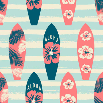 Wall Mural -  - surf boards seamless pattern