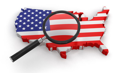 Poster - Map of USA with loupe (clipping path included)