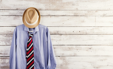 Fathers day composition - studio shot on wooden background