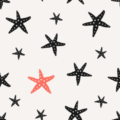 Poster - hand drawn starfish seamless pattern