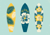 Fototapeta Młodzieżowe - Tropical Design Surfboards Set