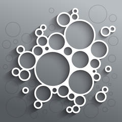 Poster - Abstract infographics white circles with shadow on grey backgrou