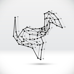 Aufkleber - Abstract 3D wireframe shape with connected structure