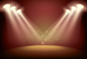 Wall Mural - illuminated stage with scenic lights vector background