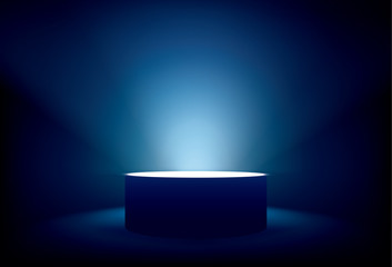 illuminated stage showcase with lights, vector background