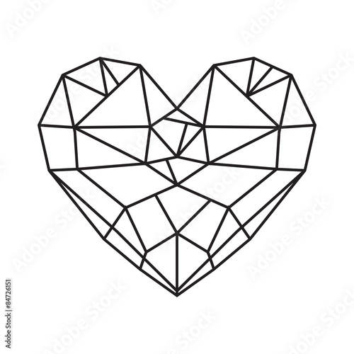 Diamond heart - low poly vector heart Stock Vector | Adobe Stock