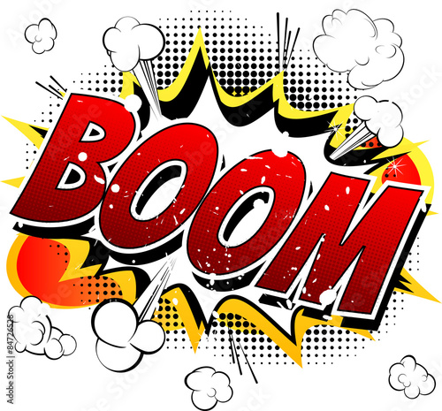 Fotografie, Obraz Boom - Comic book, cartoon explosion isolated on white background