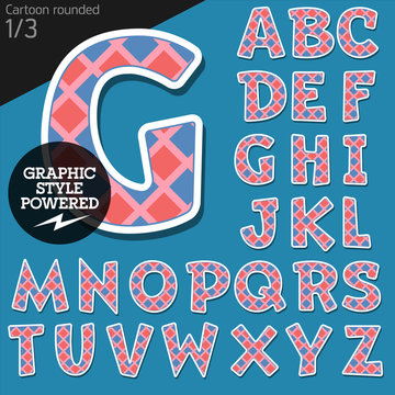 Vector children alphabet set in pretty square style.    Uppercase letters
